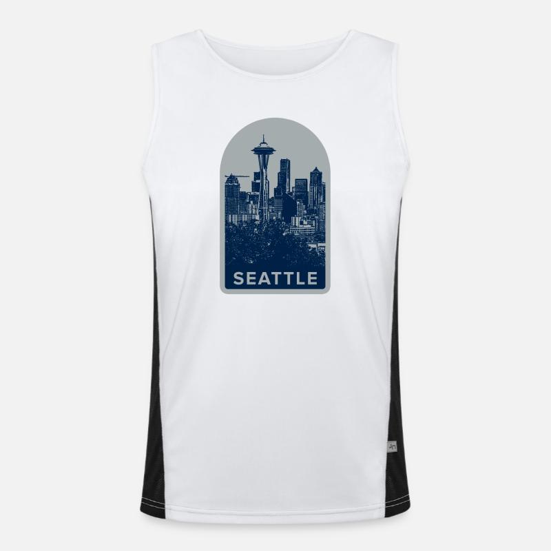 Seattle Skyline Abzeichen Funktionelles Kontrast-Tank Top für Männer 