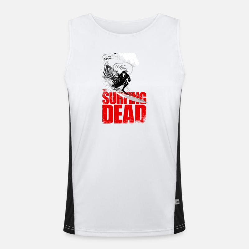 Surfing Dead Sensenmann Surfer Wave Design Funktionelles Kontrast-Tank Top für Männer 