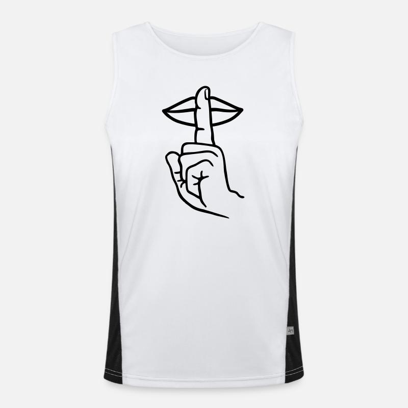 Hand with finger silence hand gesture Men's Functional Contrast Tank Top 