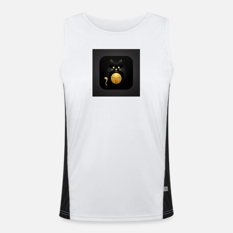 Schwarze Katze mit Gold  Elegantes Design Funktionelles Kontrast-Tank Top für Männer 