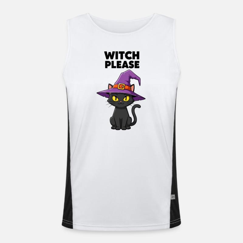 Midnight Kitten Witch Men's Functional Contrast Tank Top 