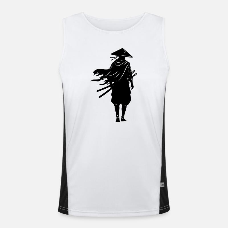 Shadow Warrior Samurai Straw Hat - Men's Functional Contrast Tank Top  - white/black