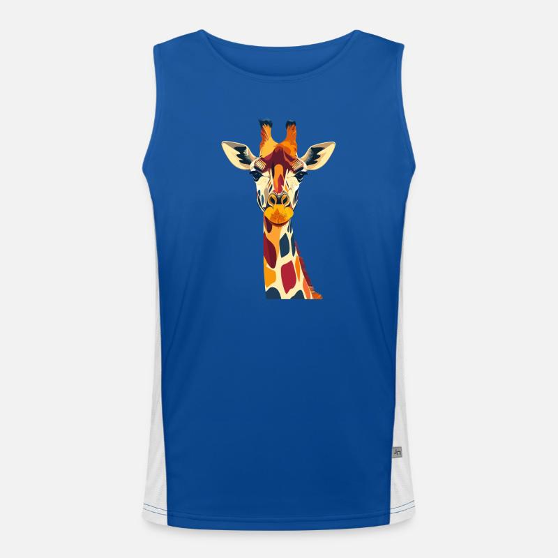 Motif coloré de girafe Splendor Giraffe Tête de cou Débardeur respirant contrasté Homme 