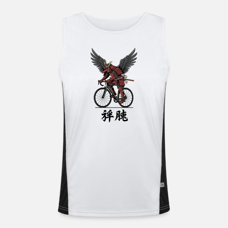 Winged Samurai on Bicycle - Men's Functional Contrast Tank Top  - white/black