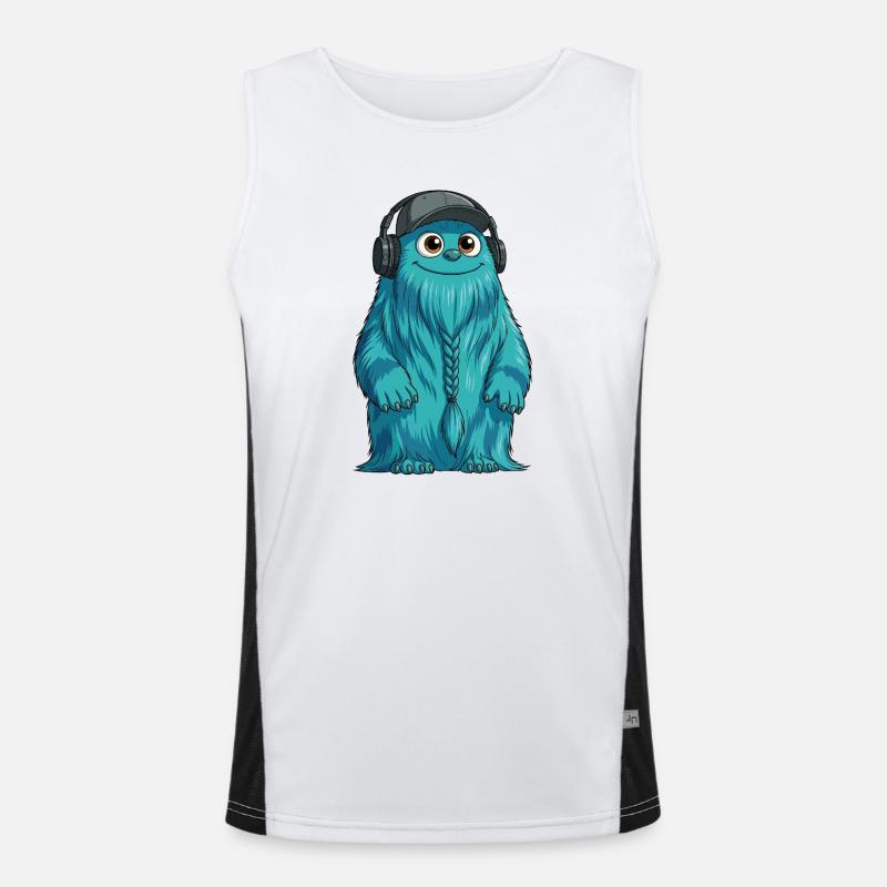 DJ Fluffo with Braid Front - Fluffonster Design Men's Functional Contrast Tank Top 