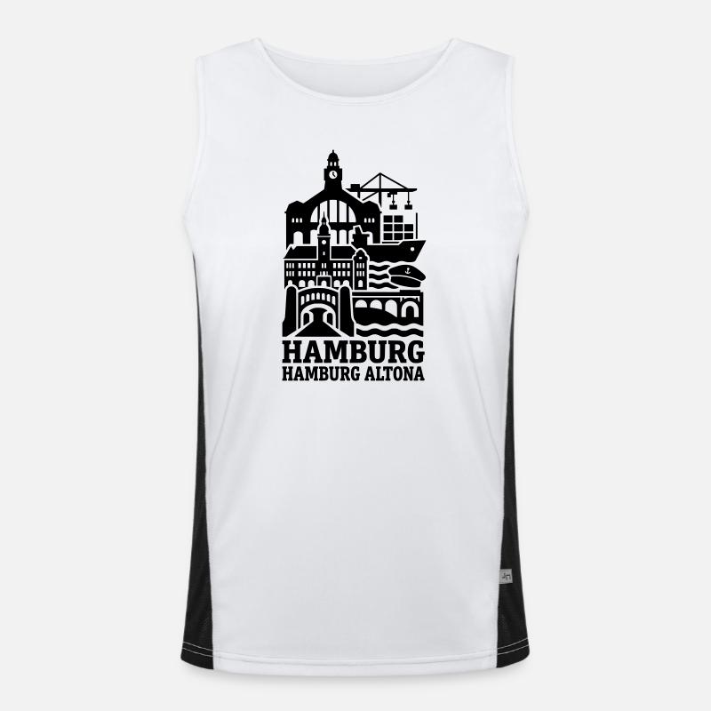 Hamburg Altona Silhouette Funktionelles Kontrast-Tank Top für Männer 