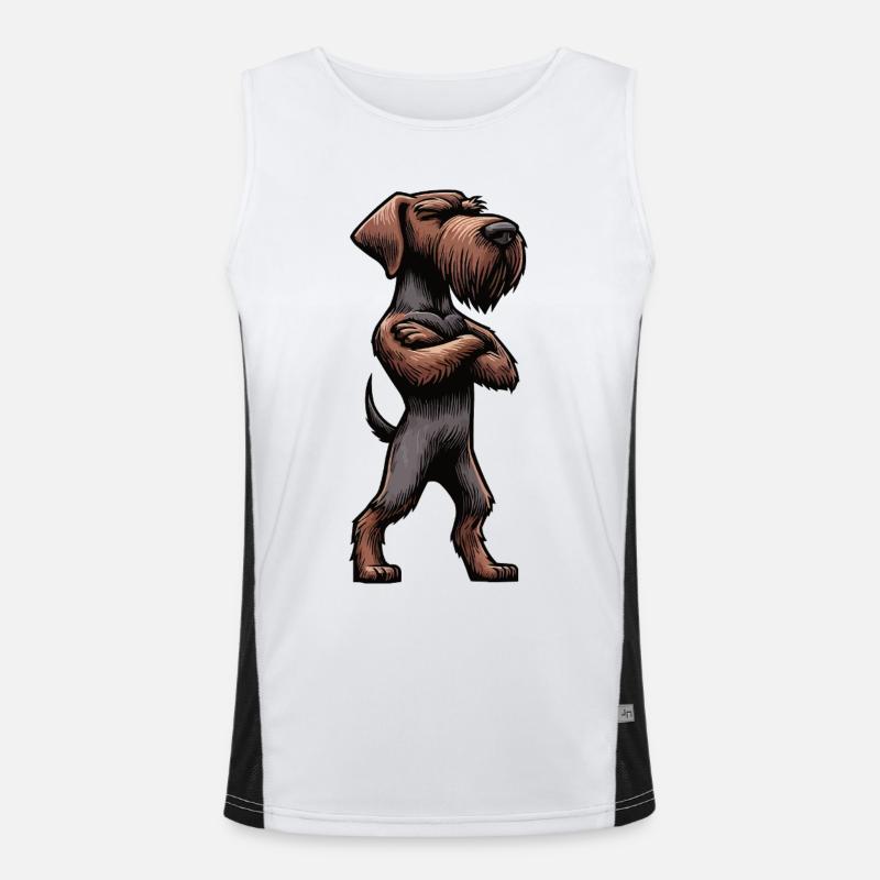 German Wirehaired German Wirehaired Owner - Men's Functional Contrast Tank Top  - white/black