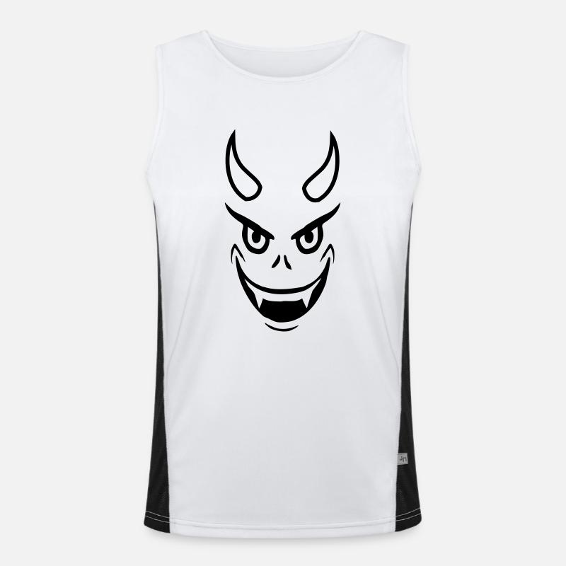 Face Evil Devil Design - Men's Functional Contrast Tank Top  - white/black