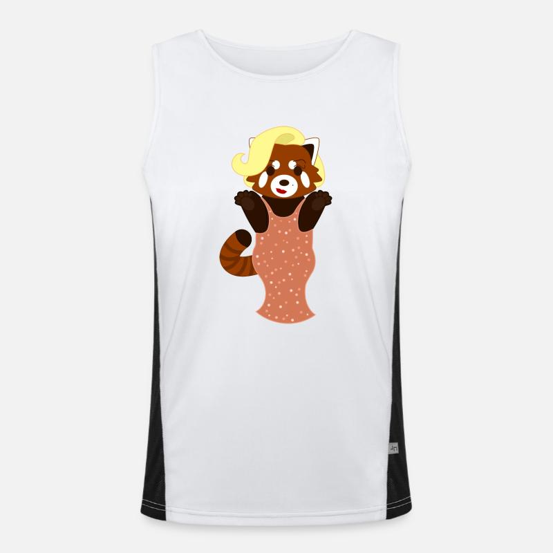 Red panda dressed as Marilyn Monroe Men's Functional Contrast Tank Top 