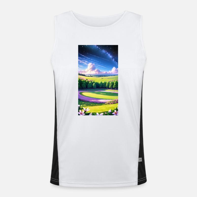 Landschaft mit 4 Bereichen, Generative KI Funktionelles Kontrast-Tank Top für Männer 