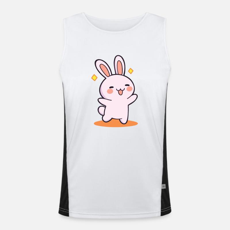 Cute happy rabbit Men's Functional Contrast Tank Top 