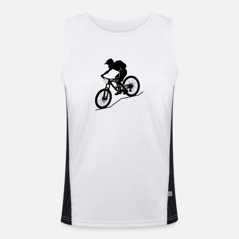 Dynamic mountain biker silhouette Men's Functional Contrast Tank Top 