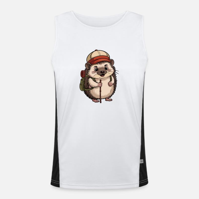 Igel mit Rucksack auf Wanderschaft Funktionelles Kontrast-Tank Top für Männer 