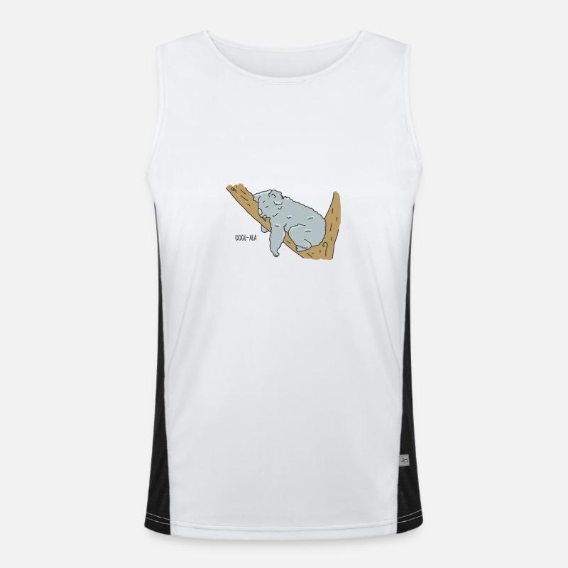 Sleeping Koala on Tree Branch Doodle Men's Functional Contrast Tank Top 