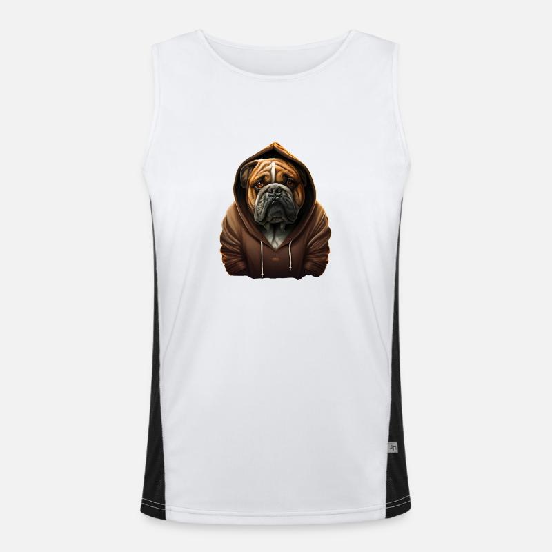 Die coole Pullover-Bulldogge Funktionelles Kontrast-Tank Top für Männer 