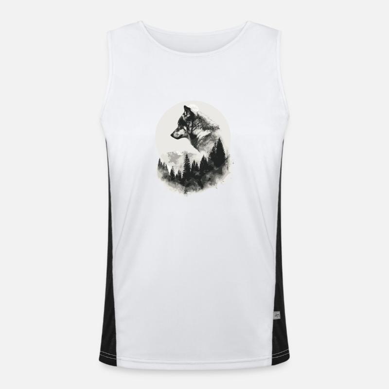 Wolf Wild Wolves Wilderness Howling Men's Functional Contrast Tank Top 