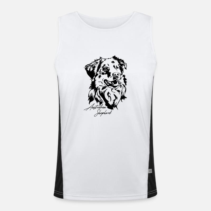 Australian Shepherd Aussie Portrait Hunde Wilsigns Funktionelles Kontrast-Tank Top für Männer 