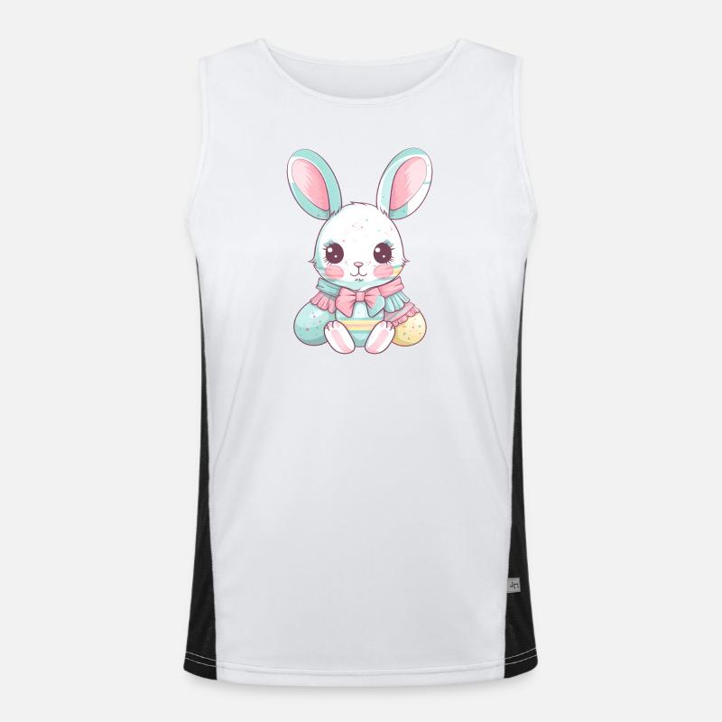 Pastel Easter Bunny with bow - Men's Functional Contrast Tank Top  - white/black