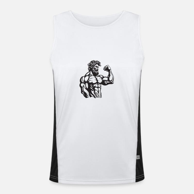 Greek Fighter Ancient Statue Men's Functional Contrast Tank Top 