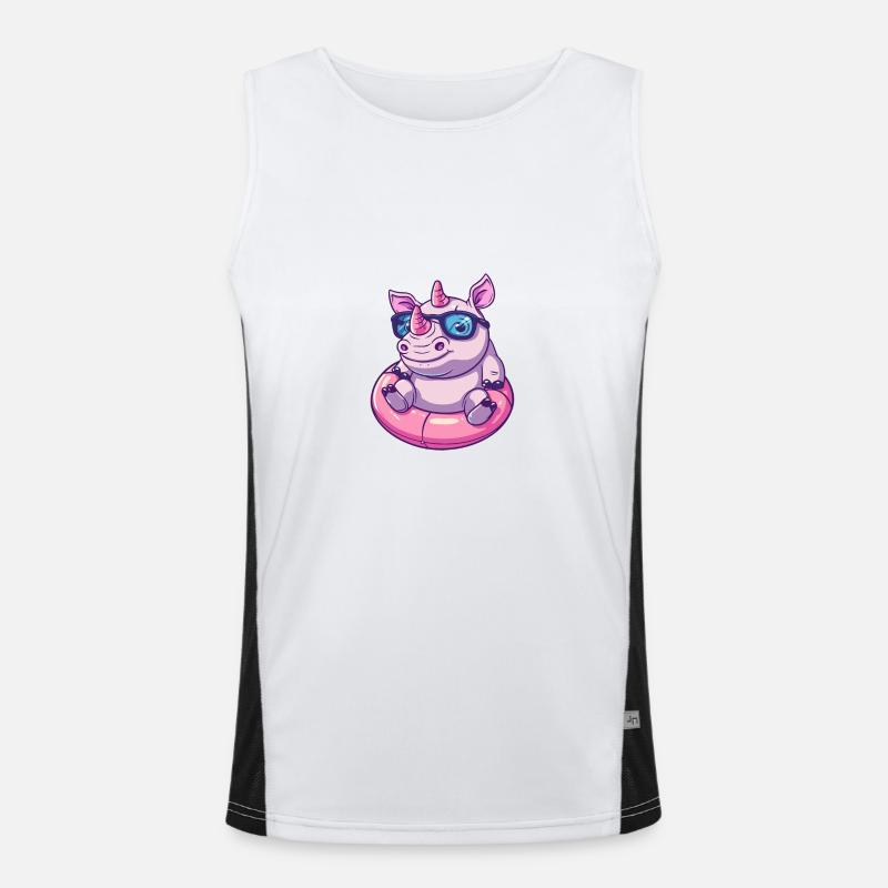 Nashorn Sommer Comic Funktionelles Kontrast-Tank Top für Männer 