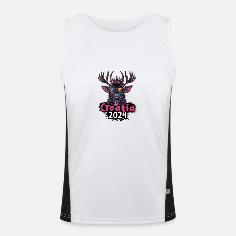 Croatia 2024 Hirsch Funktionelles Kontrast-Tank Top für Männer 