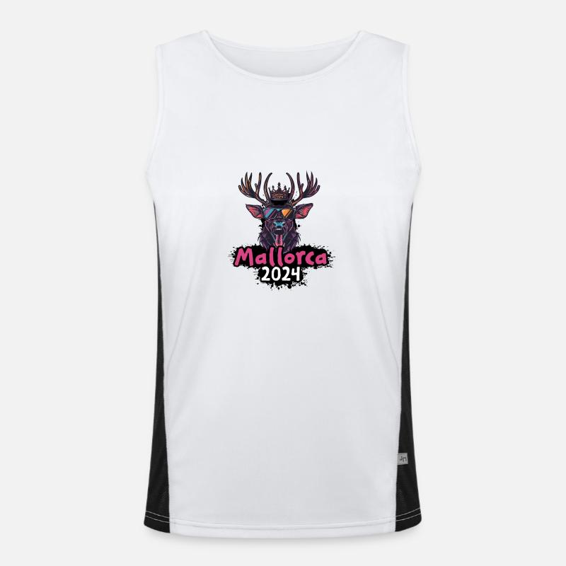 Mallorca 2024 Deer - Men's Functional Contrast Tank Top  - white/black