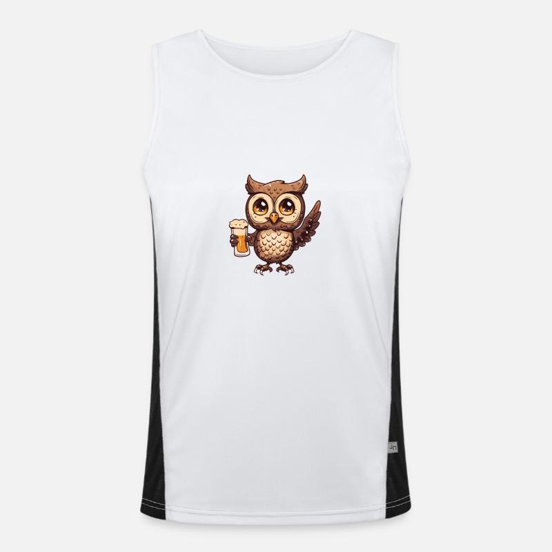 Eule Bier Comic Party Funktionelles Kontrast-Tank Top für Männer 