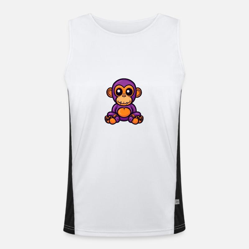 Monkey Halloween Comic Zombie - Men's Functional Contrast Tank Top - white/black