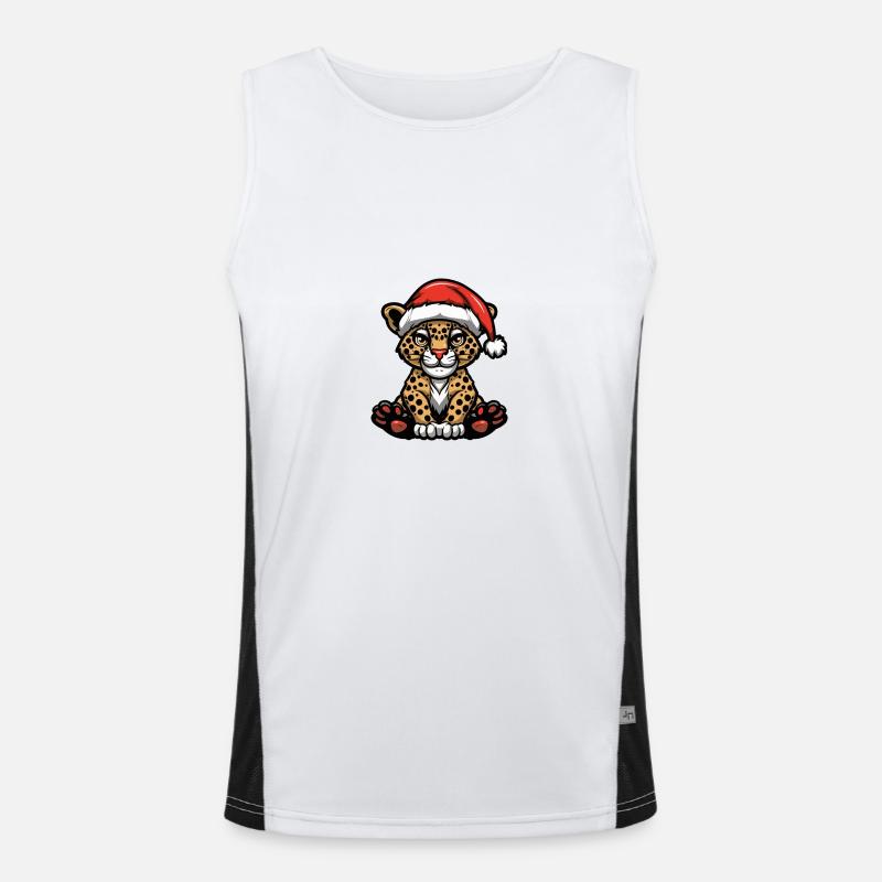 Leopard Weihnachten Funktionelles Kontrast-Tank Top für Männer 