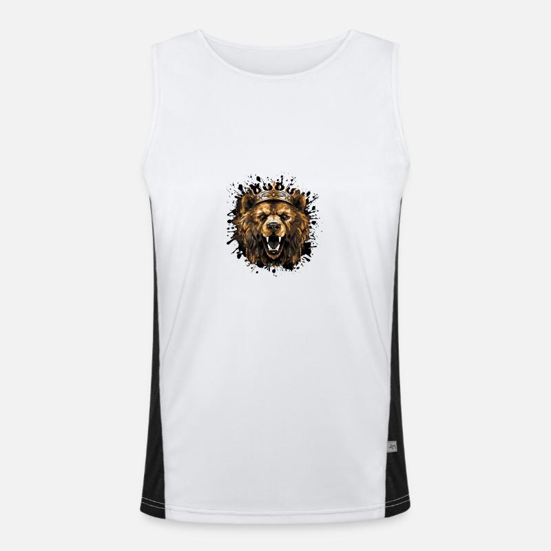 Bär Kopf Porträt Krone Funktionelles Kontrast-Tank Top für Männer 