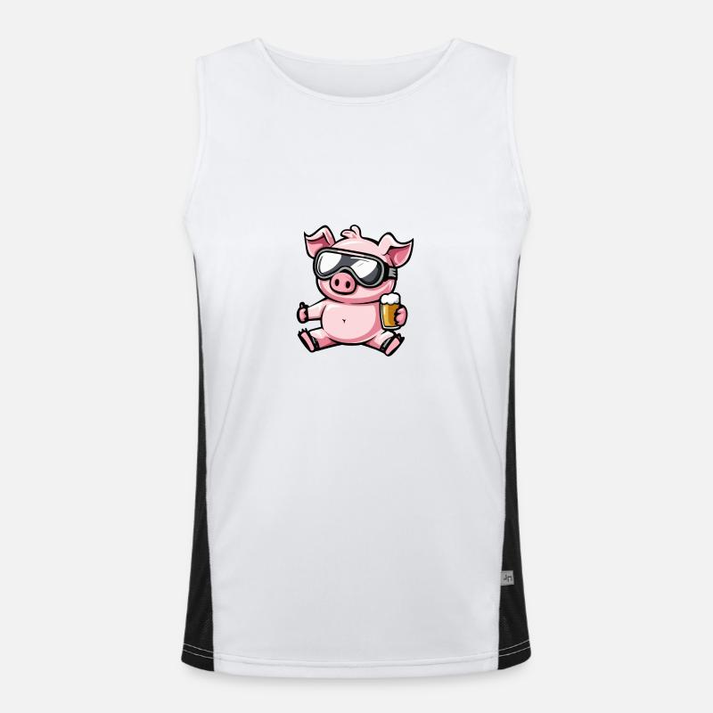 Pork Ski Beer Men's Functional Contrast Tank Top 