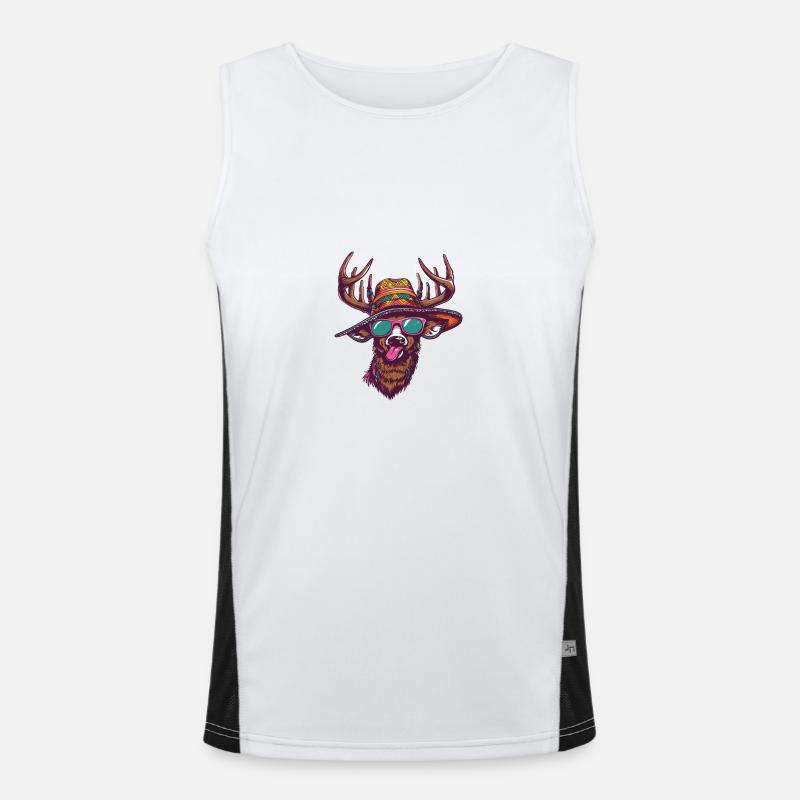 Deer Comic Funny Sombrero Men's Functional Contrast Tank Top 