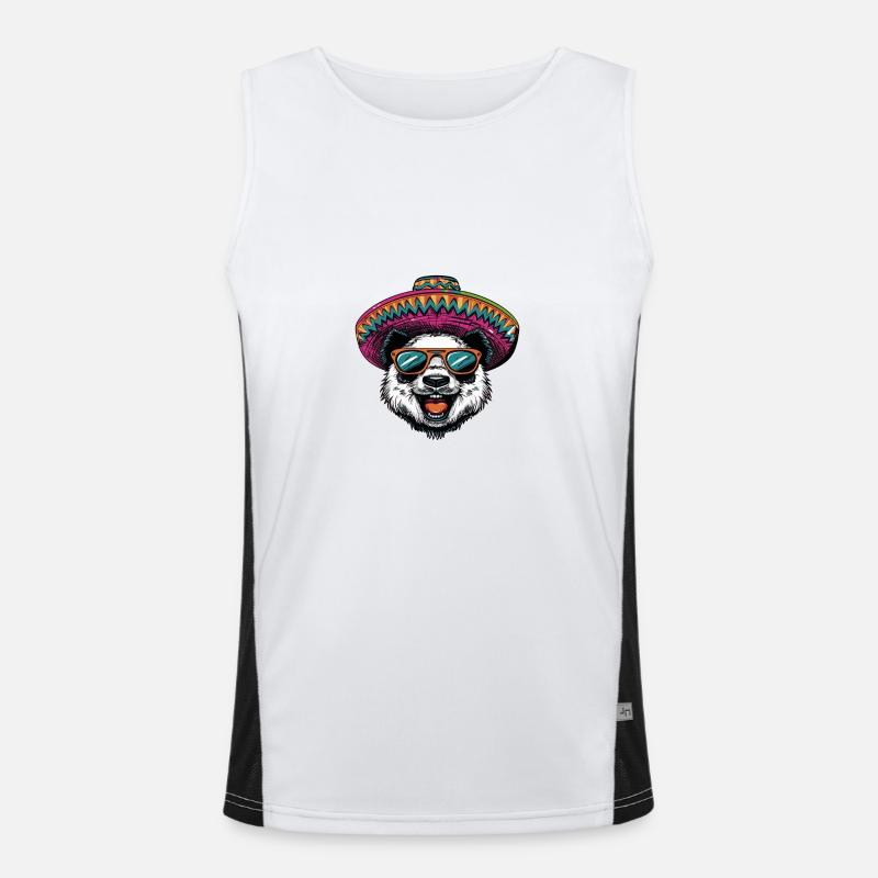 Panda Comic Funny Sombrero - Men's Functional Contrast Tank Top  - white/black