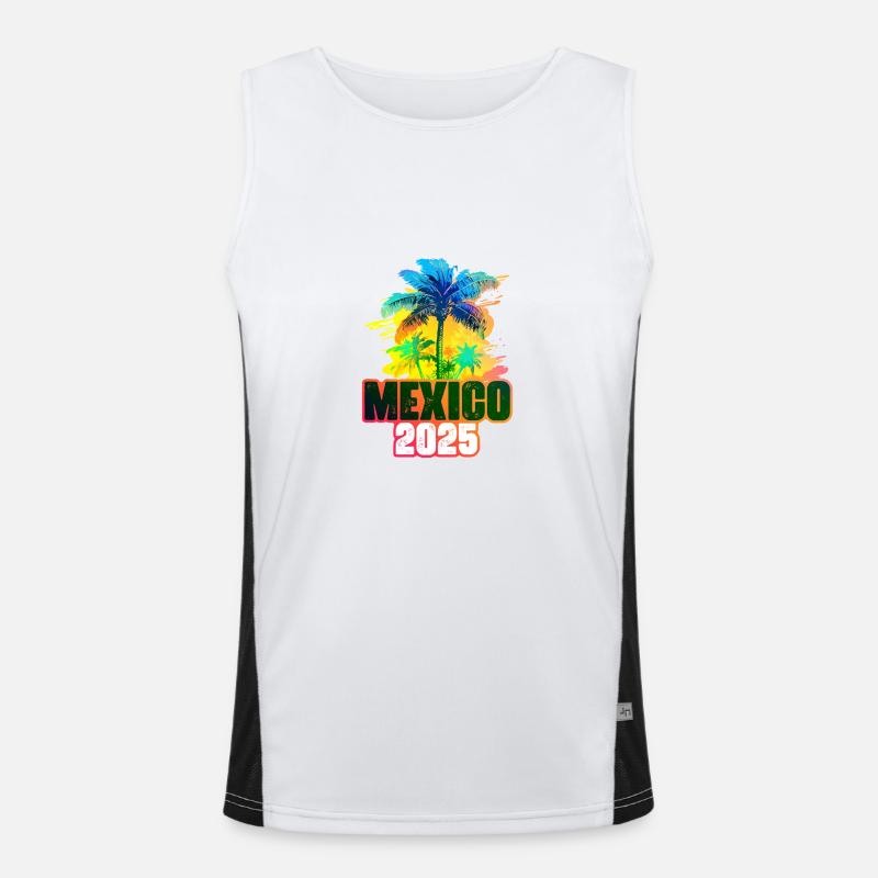 Mexiko 2025 Bunt Palmen Funktionelles Kontrast-Tank Top für Männer 