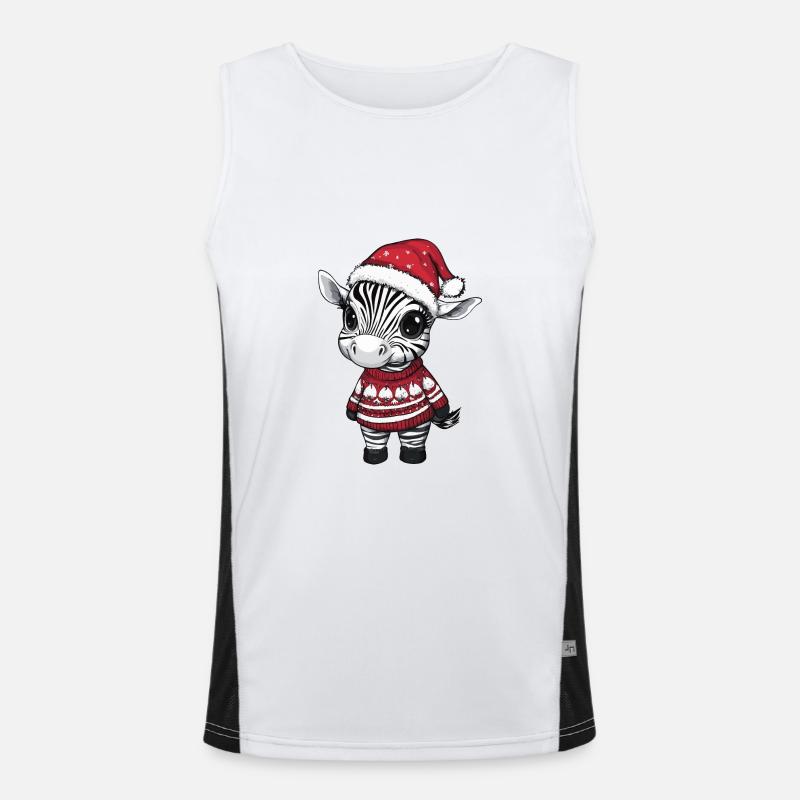Zebra Christmas Comic - Men's Functional Contrast Tank Top  - white/black