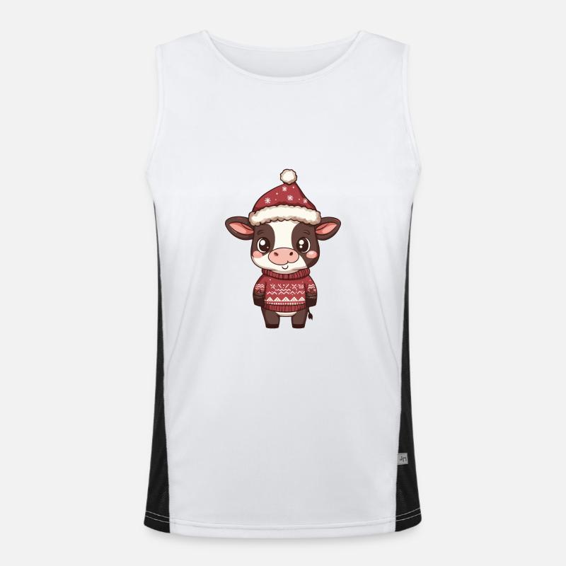 Cow Christmas Comic - Men's Functional Contrast Tank Top  - white/black
