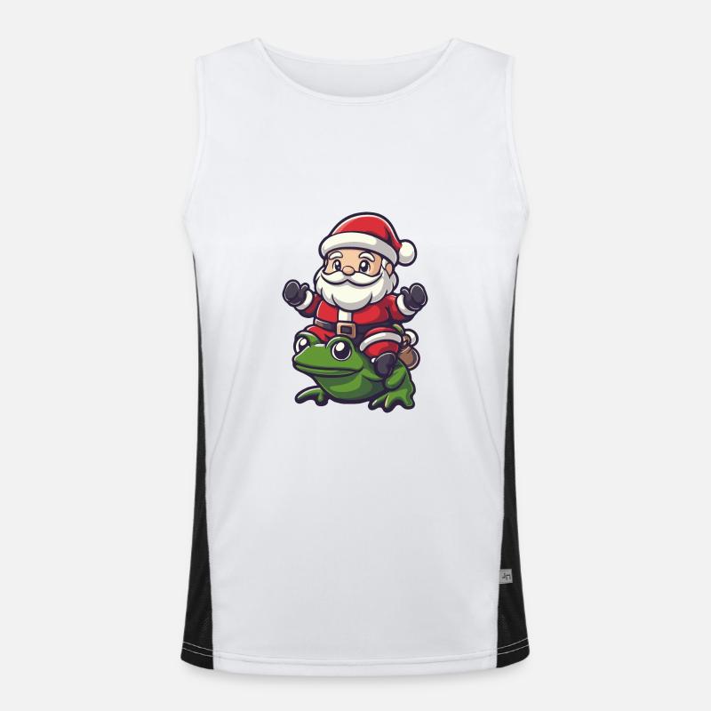 Frosch Weihnachtsmann Funktionelles Kontrast-Tank Top für Männer 