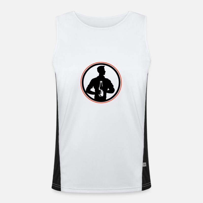 Flasche Bier Trinken Silhouette Funktionelles Kontrast-Tank Top für Männer 