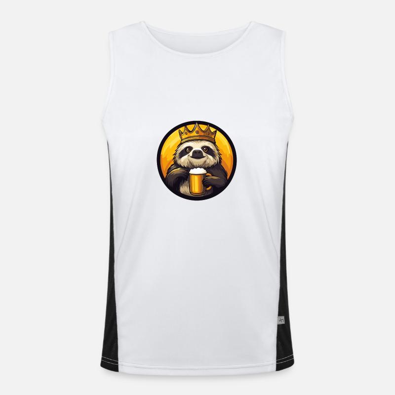Sloth Beer Comic - Men's Functional Contrast Tank Top  - white/black