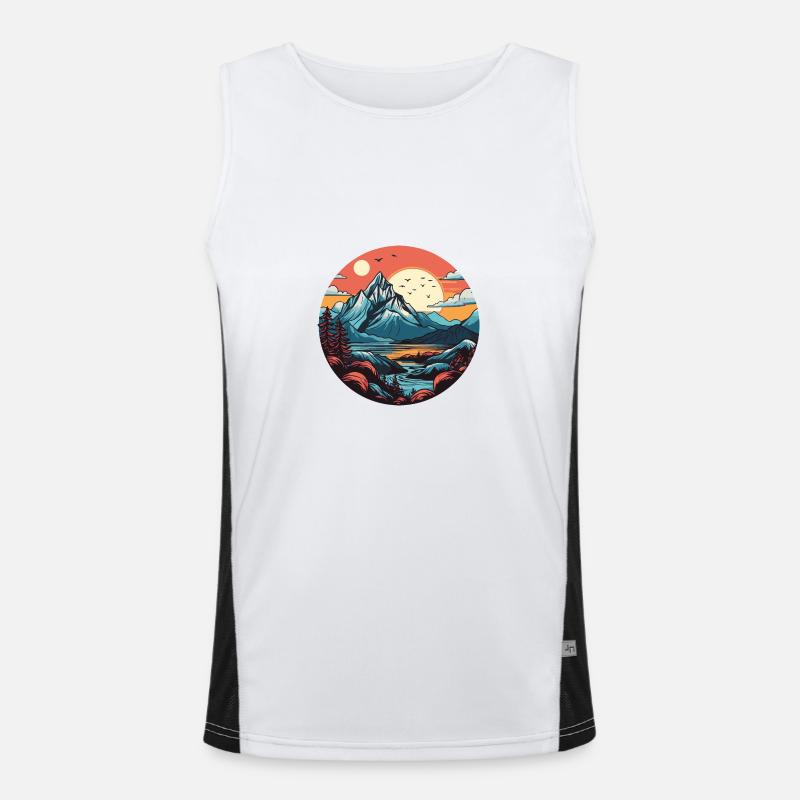Berge Landschaft Kreis Funktionelles Kontrast-Tank Top für Männer 