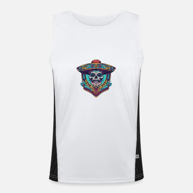 Mexican Skull Sombrero Men's Functional Contrast Tank Top 