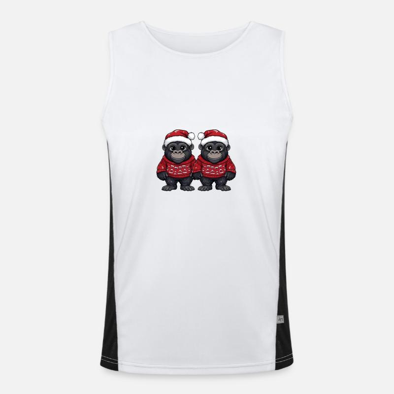 Gorilla Weihnachten Team Funktionelles Kontrast-Tank Top für Männer 