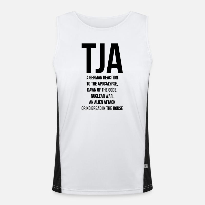 Tja Deutscher Humor Spruch Funktionelles Kontrast-Tank Top für Männer 