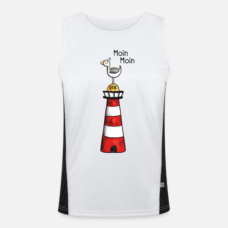 Moin Moin Möwe - Nordsee - Norden - Geschenk Funktionelles Kontrast-Tank Top für Männer 