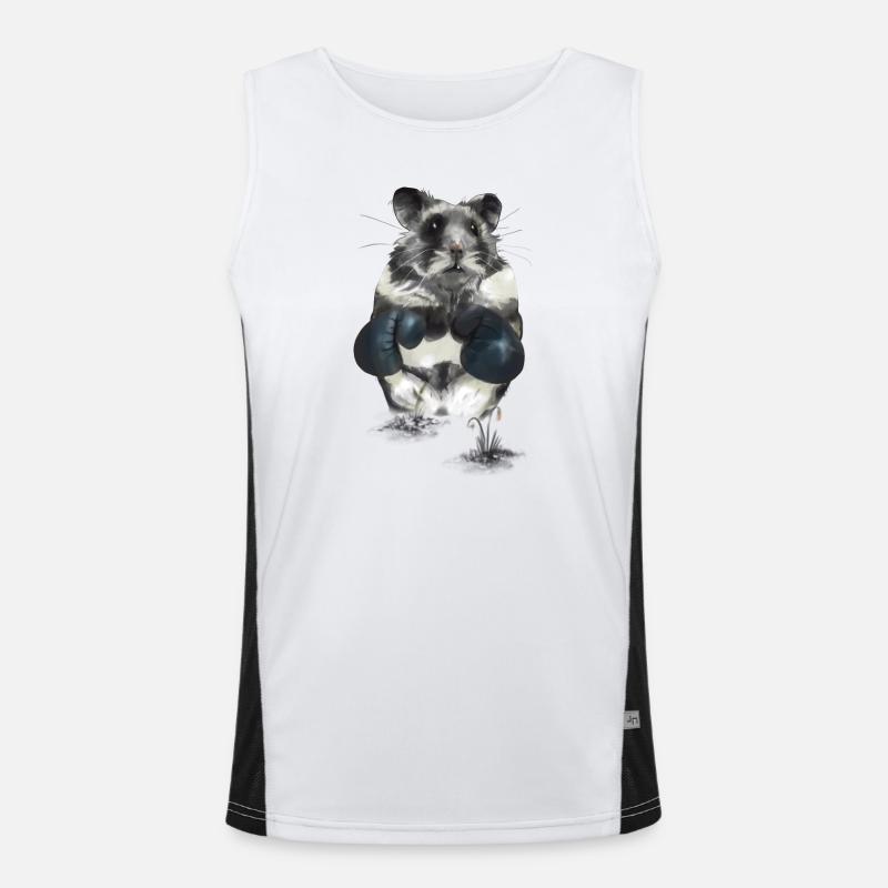 Hamster combatif sur le ring de boxe Débardeur respirant contrasté Homme 