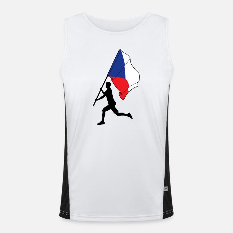 Drapeau République tchèque homme courant Débardeur respirant contrasté Homme 