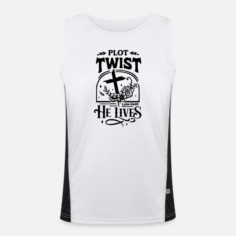 Plot Twist He Lives Easter Christian - Men's Functional Contrast Tank Top  - white/black