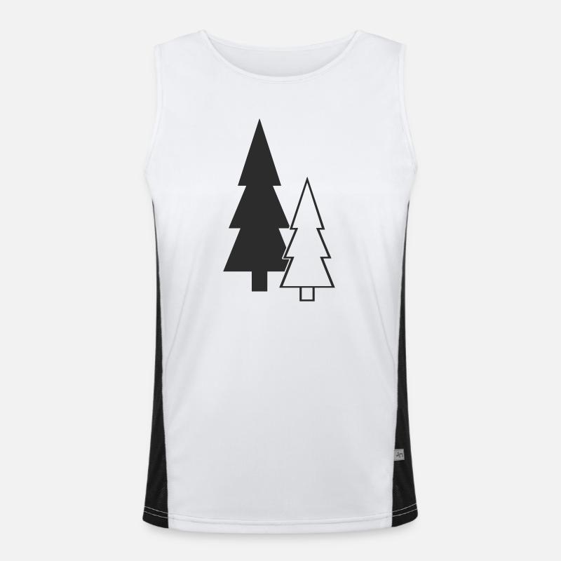 Forest Silhouette Fir Trees Men's Functional Contrast Tank Top 