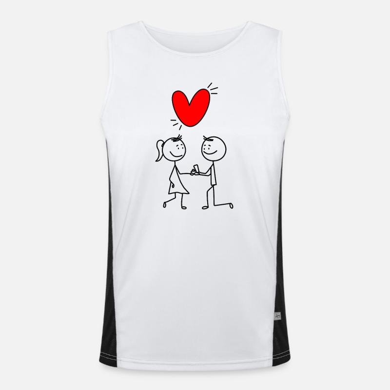 Red heart on black Men's Functional Contrast Tank Top 