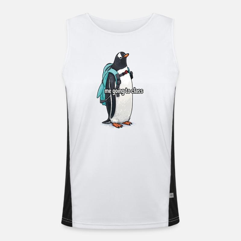 me going to class x Pinguin Edition Funktionelles Kontrast-Tank Top für Männer 